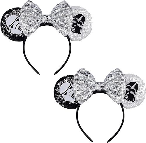 FANYITY Orejas de disfraz de Minnie, 2 diademas de orejas de Mickey para niñas y mujeres, talla libre (calavera 2)