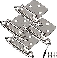 Greoil Steel Cabinet Hinges 4-Pack, 1/2 Inch Overlay Semi-Concealed with Screwdriver for Kitchen Doors - Durable Auto-Close