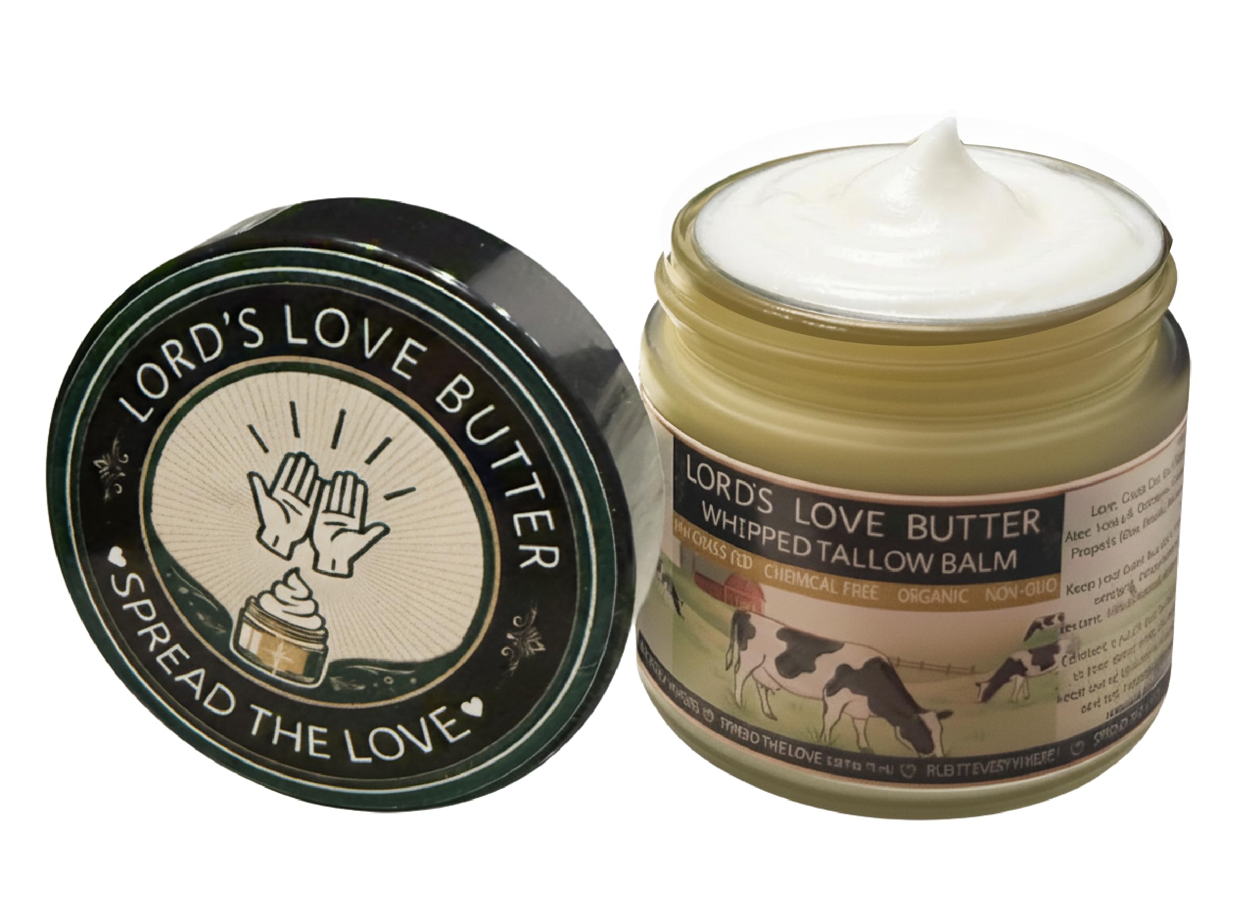 Lord's Love Butter Natural Organic Tallow and Honey Balm That Actually Absorbs - Organic Grass Fed Beef Tallow Face Moisturizer for Dry Aging Skin -