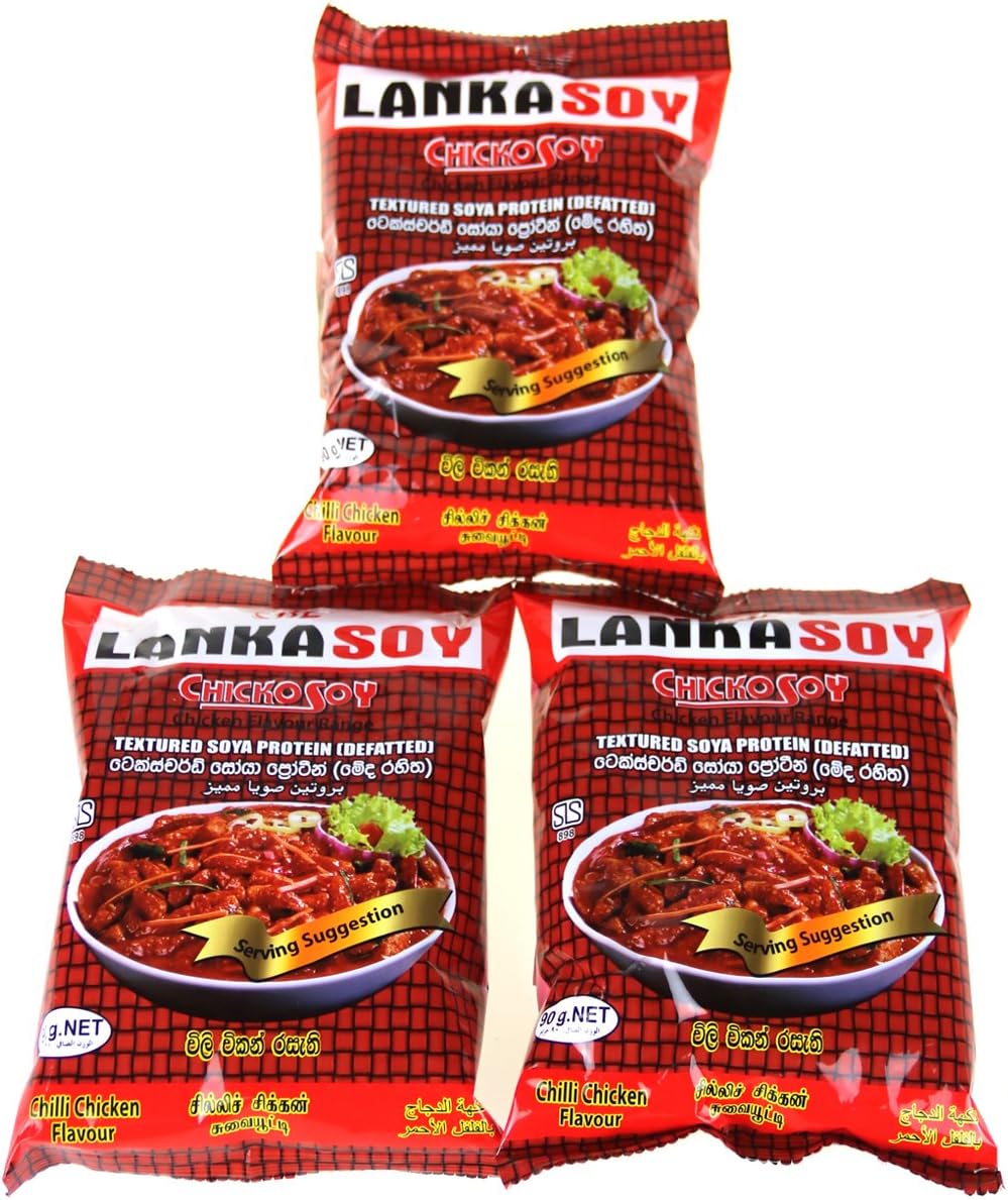 LANKASOYChilli Chicken Flavored Soy Nuggets 90g (Pack of 3)