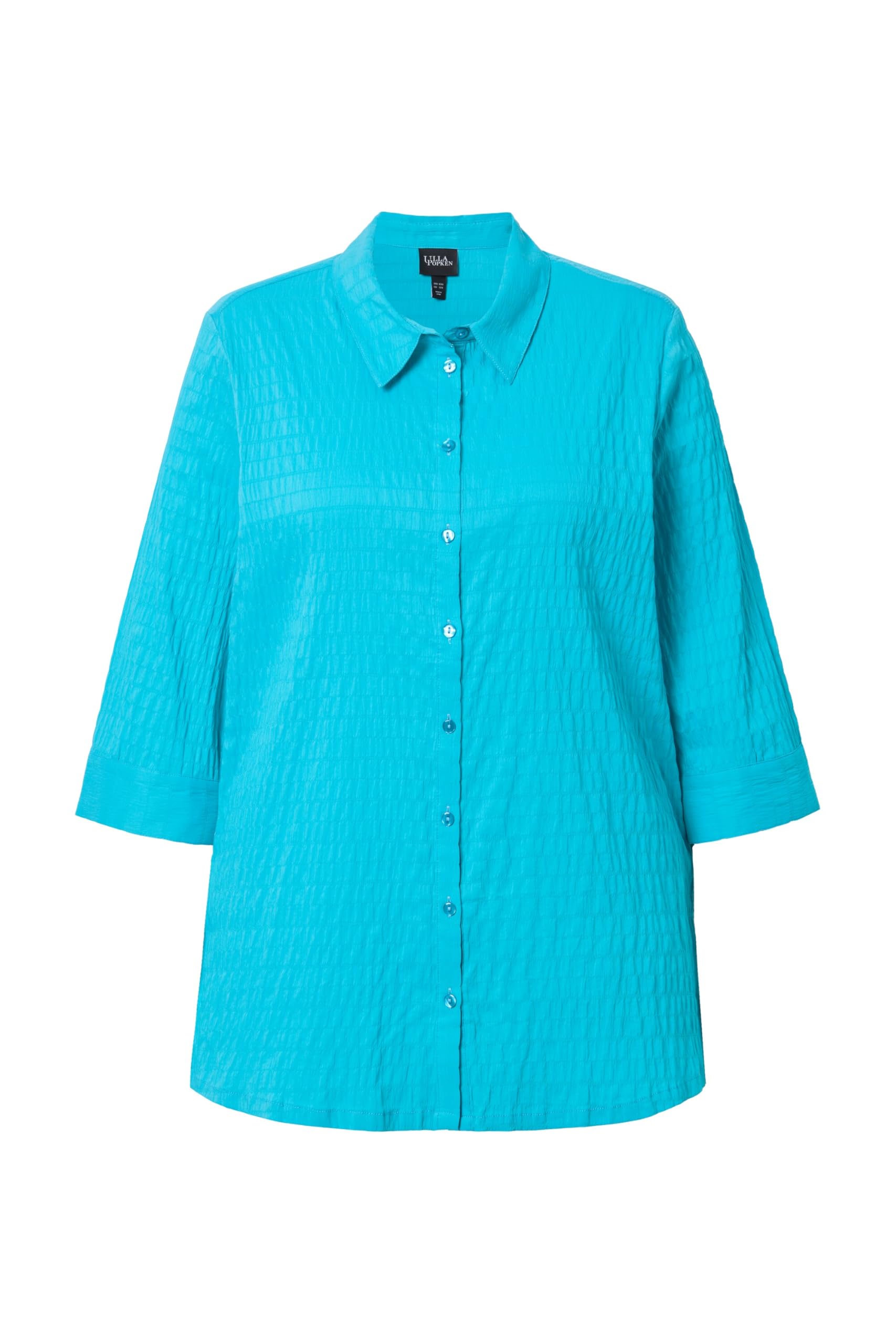 Ulla Popken Bluse, Bubble-Qualität, Hemdkragen, 3/4-arm Camicetta a Bolle Donna (Pacco da 1)
