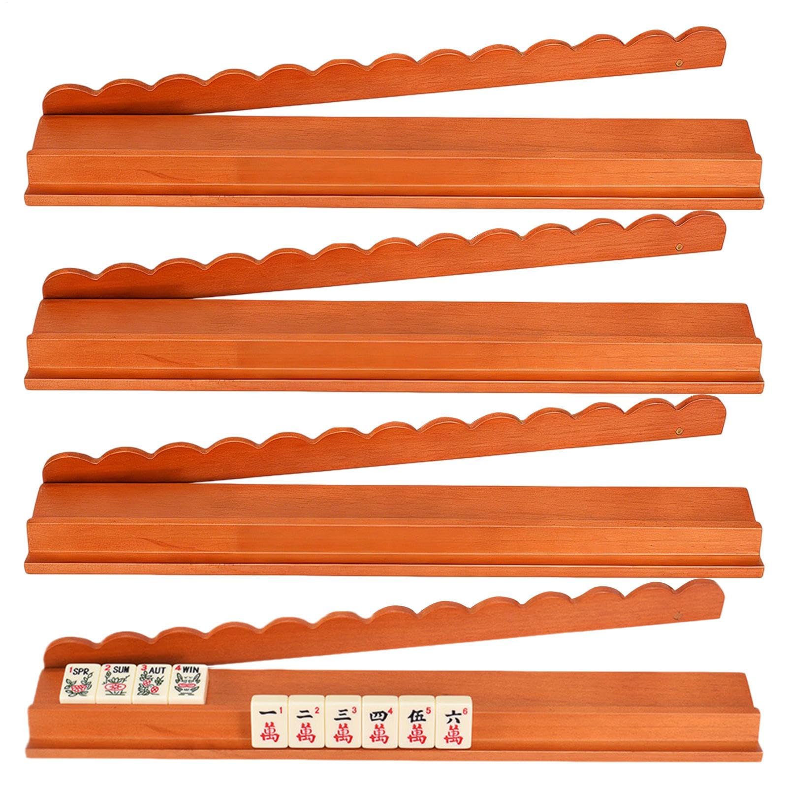 Stojaki Do Mahjonga 4-częściowy Magnetyczny Drewniany Organizer do | Komplet Stojaków I Popychaczy Do Mahjonga dla Początkujących Gra Dom Święta Podróż Pociąg Stół