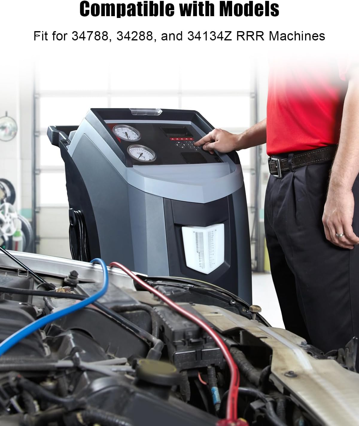 34722 Replacement 9FT R-134a Hose Red and Blue Set Fit for Robinair 34788 34288 34134Z High-Pressure AC Service Hoses with Quick Couplers 740 PSI Working