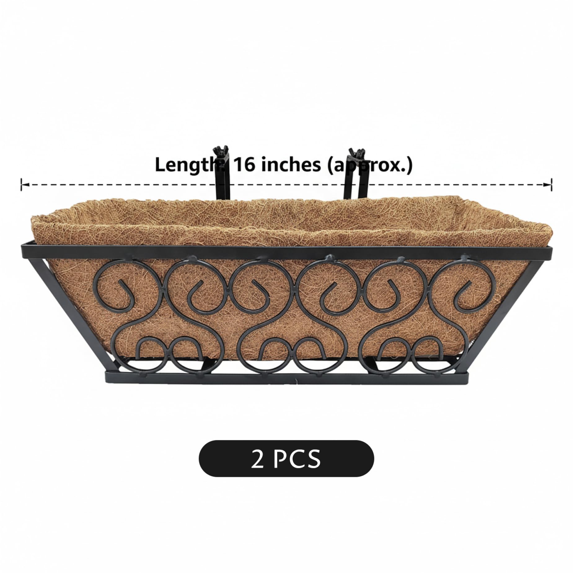 2 maceteros con barandilla, macetero Colgante de Ventana Resistente de 16 Pulgadas con Soportes Ajustables y Revestimiento de para balcón, terraza, Porche y jardinería