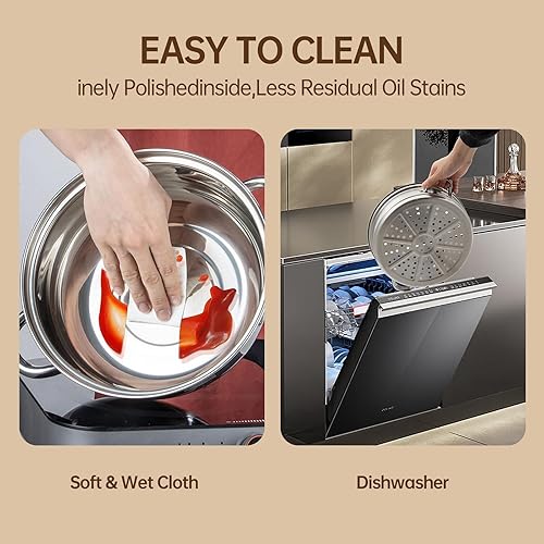 Miniatura 6 de Olla de vapor de acero inoxidable de 3 niveles con tapa, ollas de vapor multiusos para cocinar, juego de vapor de verduras y albóndigas con asas