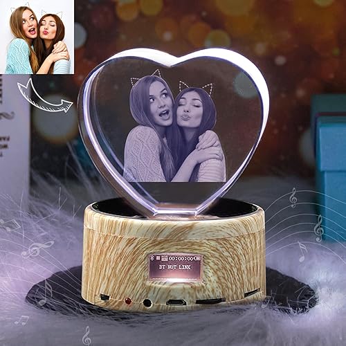 Miniatura 9 de Angry Egg Boy Foto de cristal 3D, en forma de corazón, luz nocturna personalizada, lámpara de cristal 3D, rotación Bluetooth, marco de fotos de