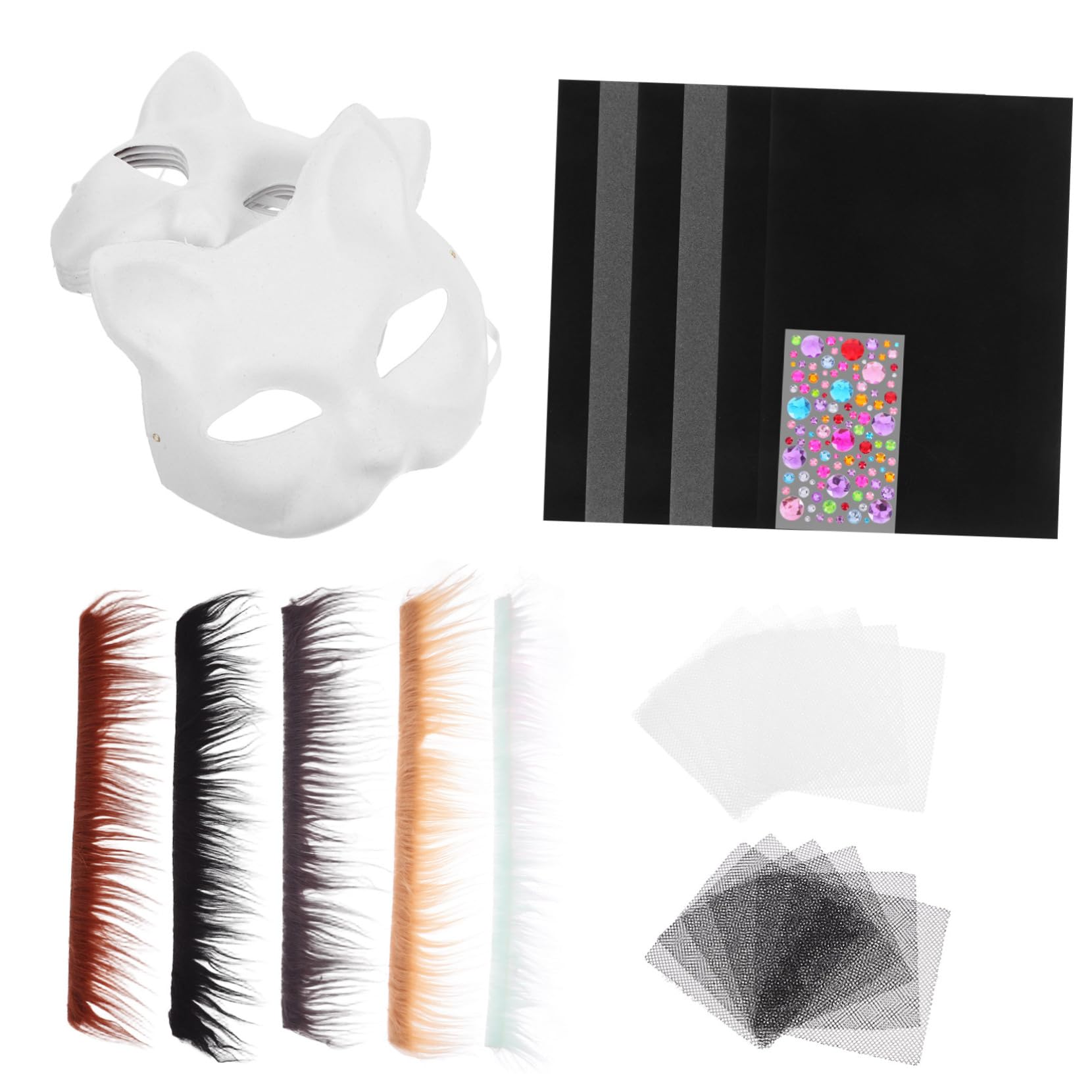 Supvox Diy Katzenmaske aus Papier Teilig Blanko Masken zum Bemalen mit Filzstoff für Karneval Kostüm Party Masquerade Cosplay Kreatives Basteln und Dekoration