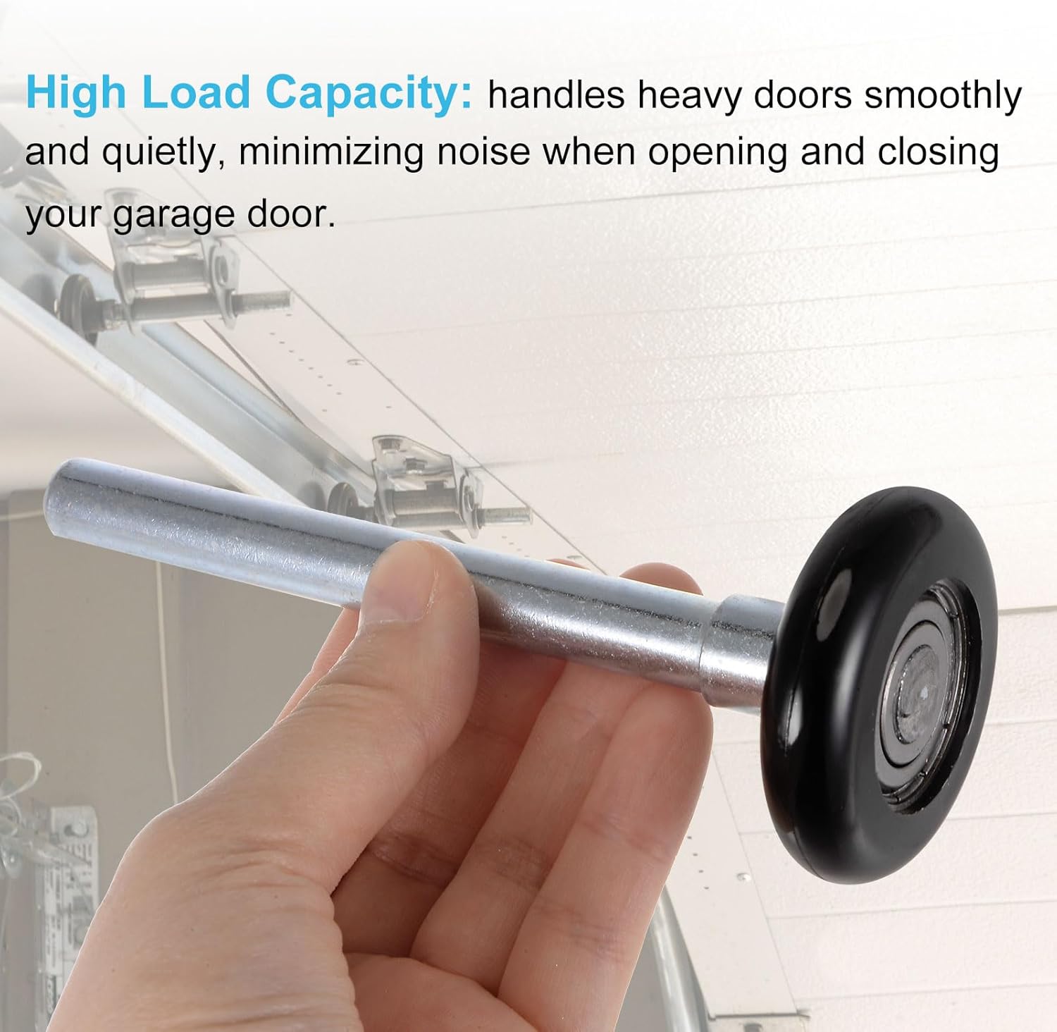 uxcell 8pcs 1.8" Black Nylon Garage Door Rollers for 2" Garage Track, 4.25" Long Stem Quiet Garage Door Wheels, 8 Ball Bearings, Black