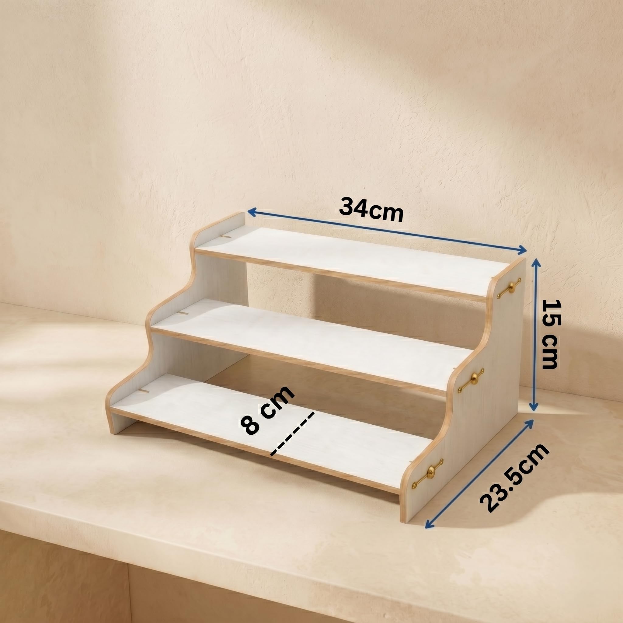 Privla 3 Tier Wooden Organizer Shelf | Multipurpose Countertop Storage Rack | Marble Finish Display Stand for Kitchen, Vanity, Office Desk & Home Decor | DIY Assemble Tool Kit Included (Pack of 1) 4