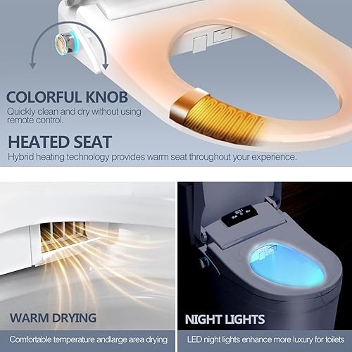 Miniatura 4 de Asiento de inodoro eléctrico con bidé, asiento de inodoro con agua caliente para bidé, bidé alargado con secadora, asiento de inodoro inteligente,
