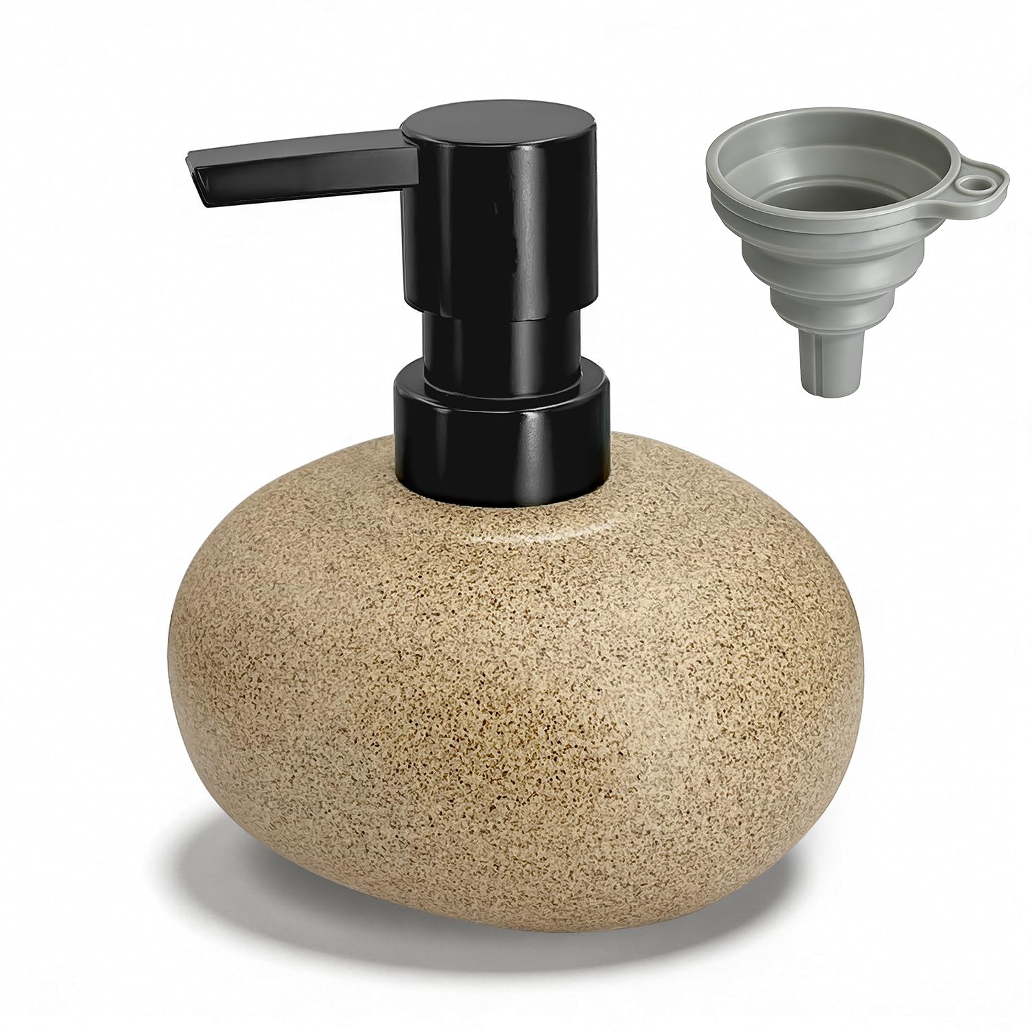 Photo 1 of 300ml 10oz Ceramic Hand Soap Dispenser, Refillable Modern Pump Dispenser for Hand and Dish Wash, Heavy & Sturdy Liquid Soap Dispenser for Kitchen Countertop and Bathroom (Brown)