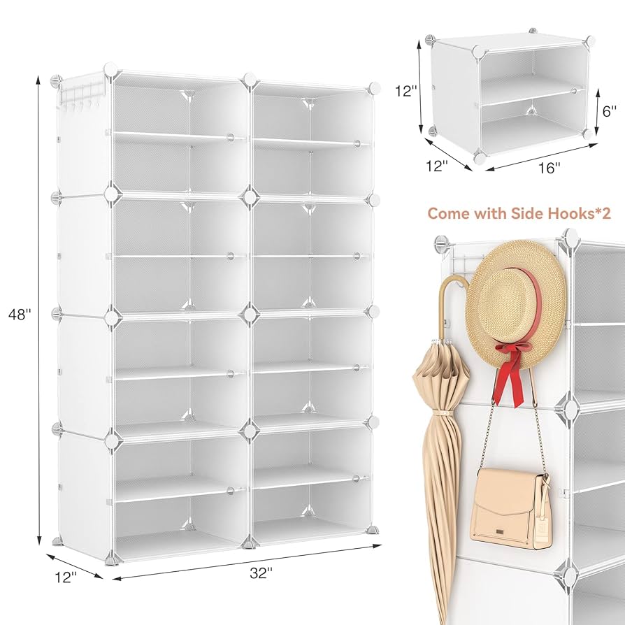 Amazon.com: LANTEFUL Shoe Rack 8 Tiers 32 Pair Portable Shoe