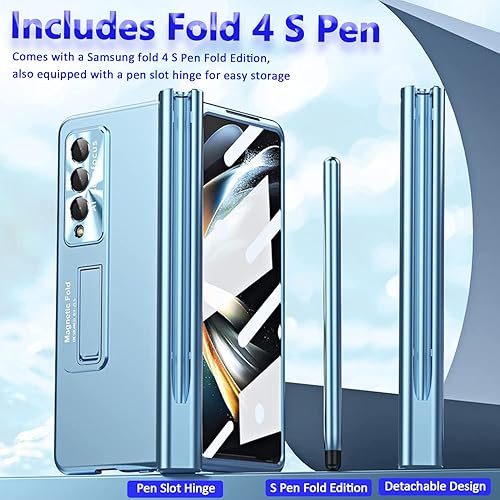 Miniatura 2 de Miimall Funda para Samsung Galaxy Z Fold 4 con S Pen, Fold 4 Pen con soporte para bolígrafo + película de lente + película protectora de pantalla