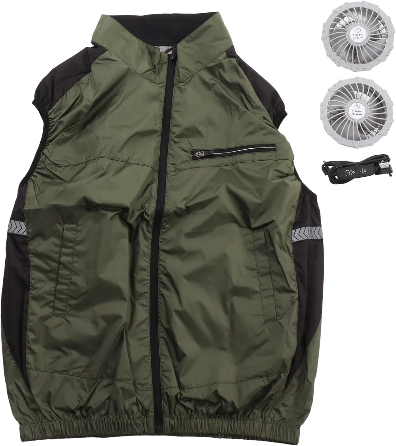 Air Conditioned Clothes with Removable Fan, Breathable, XL OD Green - Wearable Cooling Fan Vest, Skin Friendly, Ideal for Hiking and Working (OD Green)