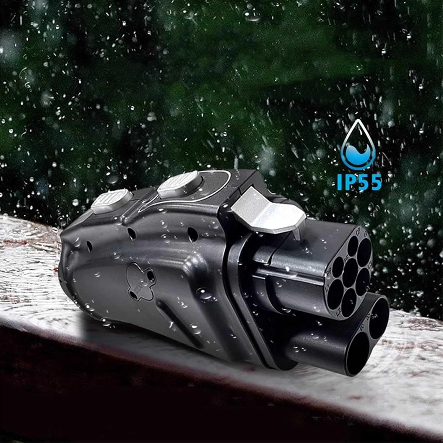 keisnoaja CCS2 to GBT EV Charger Adapter with water droplets, indicating IP55 rating