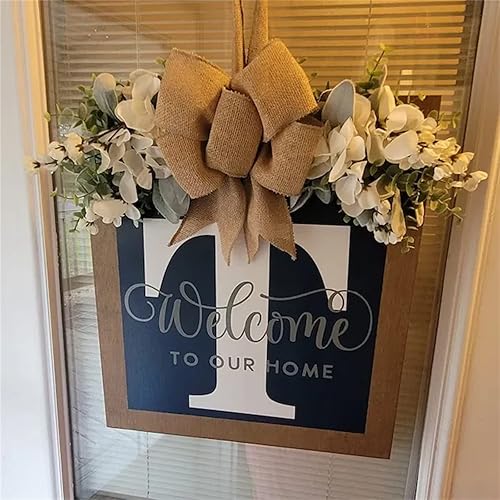 Miniatura 4 de Letrero de bienvenida personalizado de apellido de 16 pulgadas, coronas de puerta para puerta delantera exterior, corona de primavera para