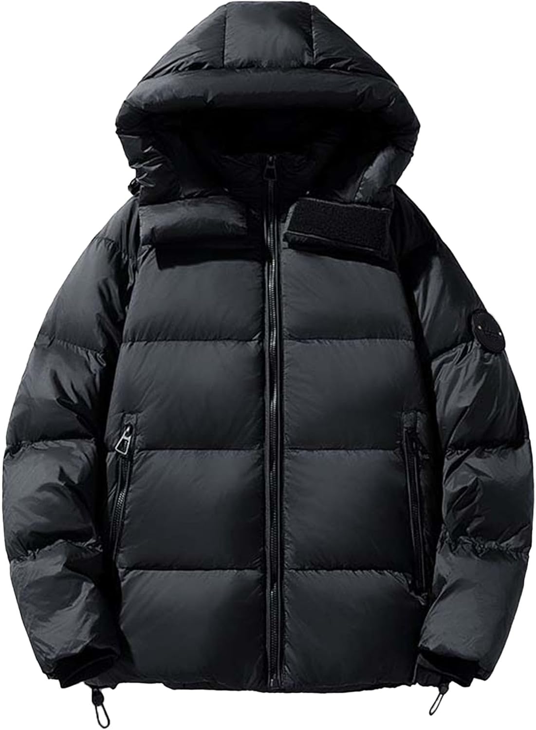 Men Classic Thicken Cotton Padded Jacket Outdoor Street Zipper Hooded Down Coat Winter Daily Young Warm Outerwear