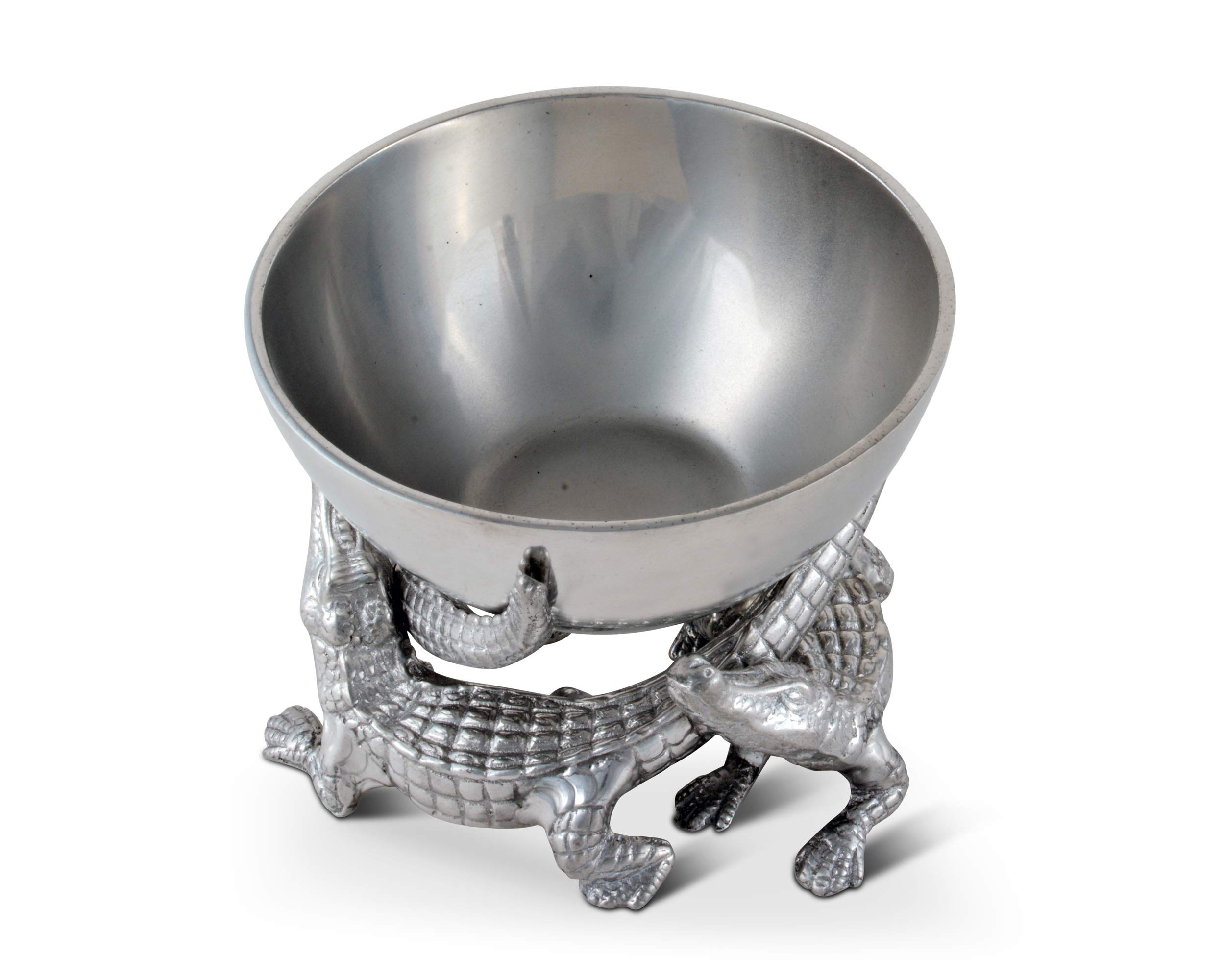 Arthur Court Designs Aluminum Elevated Alligator Dip Sauce Nut Bowl 5.5 inch Diameter 4.5 inch Tall