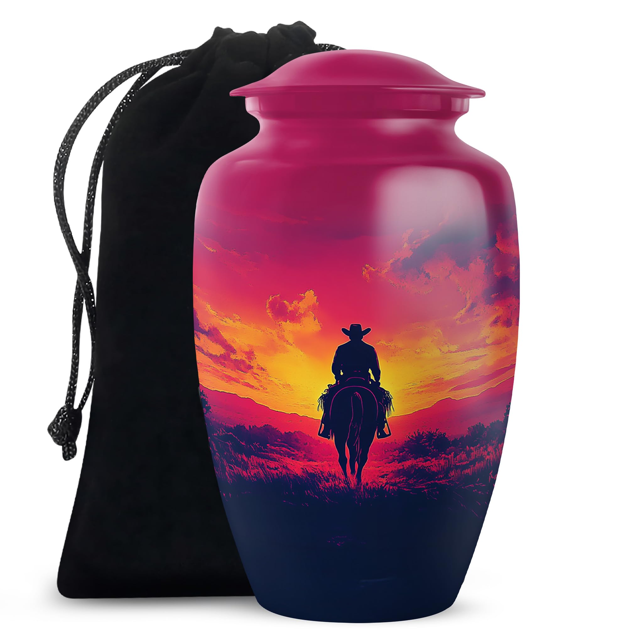 Cowboy Urn - Large Urn for Ashes Adult Male - Urn for Ashes for Women - Cremation Urns for Human Ashes - Burial Urns - Size 10 Inch
