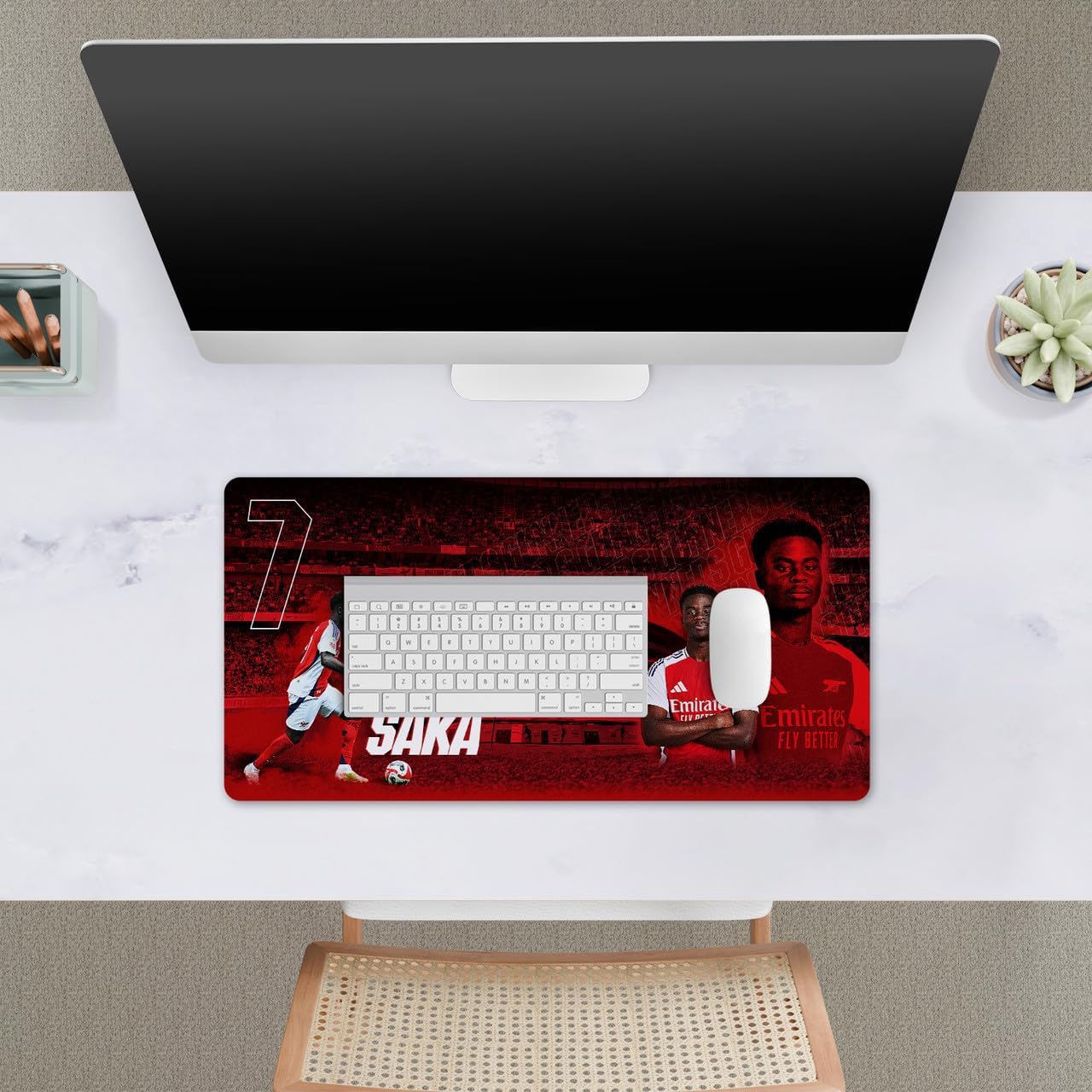 Head Case Designs Officially Licensed Arsenal FC Bukayo Saka 2024/25 Crest Kit and Players 23.62 x 11.81 x 0.12 inches (600 x 300 mm) - L Gaming Office Desk PC Keyboard Mouse Mat Pad