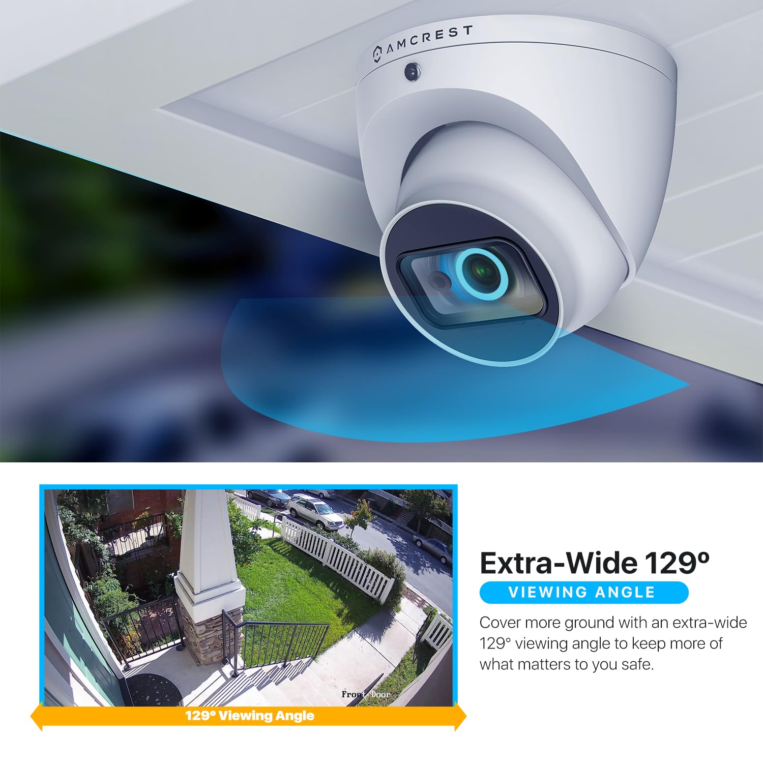 Amcrest Analog Outdoor Security Camera Dome 2MP 1080P @ 30fps, Quadbrid, 129° FOV, White (Not an IP Camera) (DVR Required, Not Included) AMC1080DM28-W