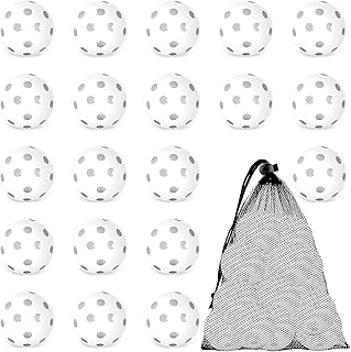 Coopay 20/40 Pack Baseball Practice Balls Plastic Training Balls Lightweight Hollow Softballs with a Drawstring Bag for Hi...