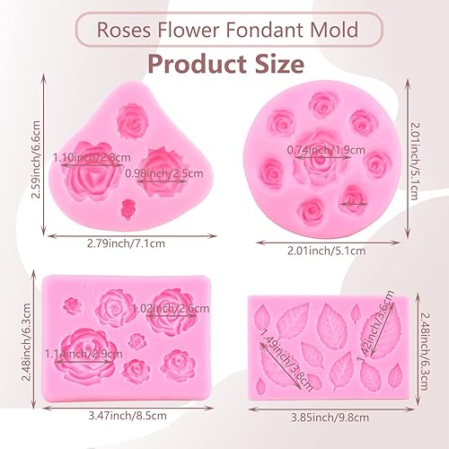 Miniatura 2 de MIYAHOUSE Molde de fondant de flores de rosas, moldes de silicona, moldes de hojas de rosa para decoración de pasteles, decoración de cupcakes,