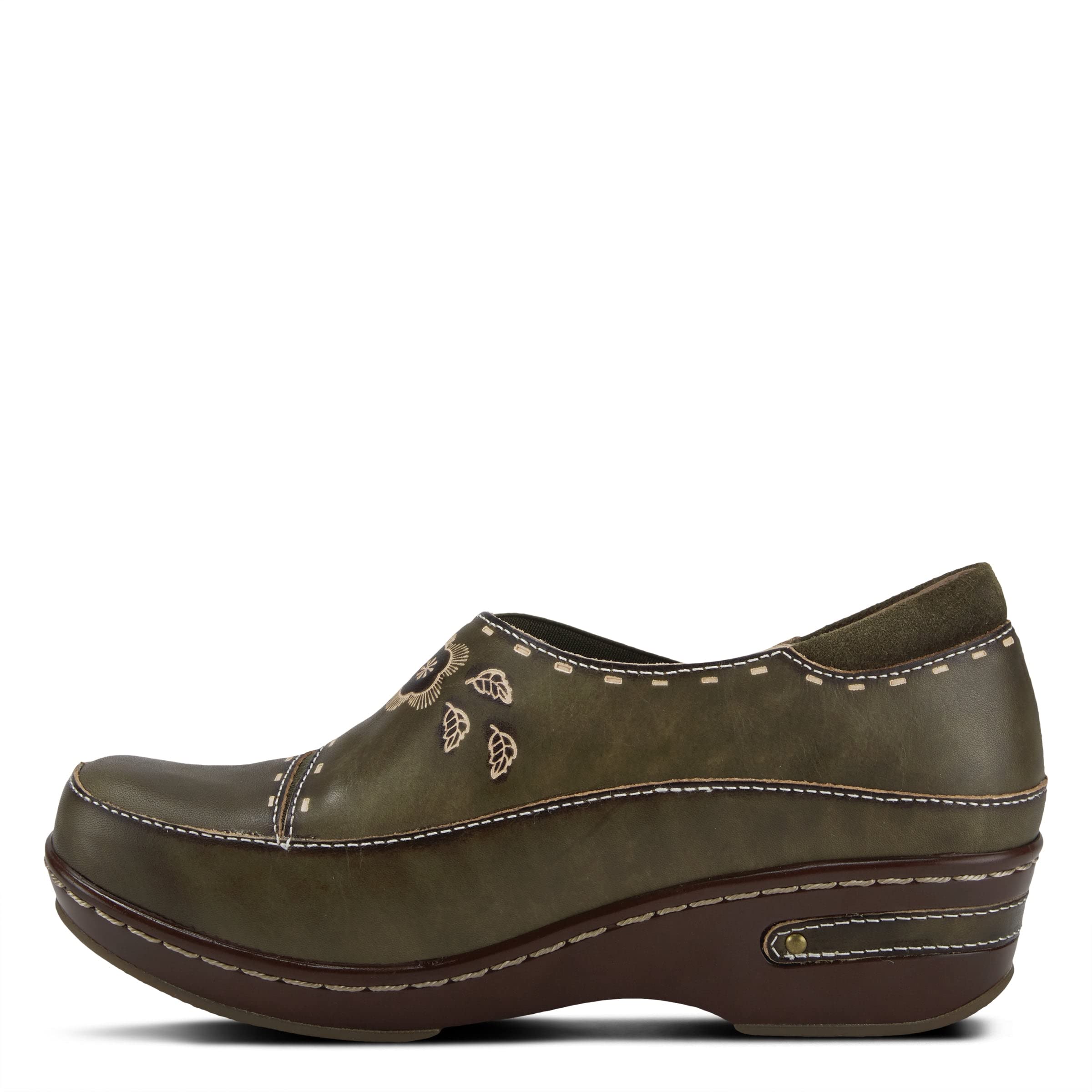 Spring Step L'ArtisteBurbank Leather Clogs for Women | Designer Hand-Painted Slip-On Shoes | Ladies Casual Platform Clog