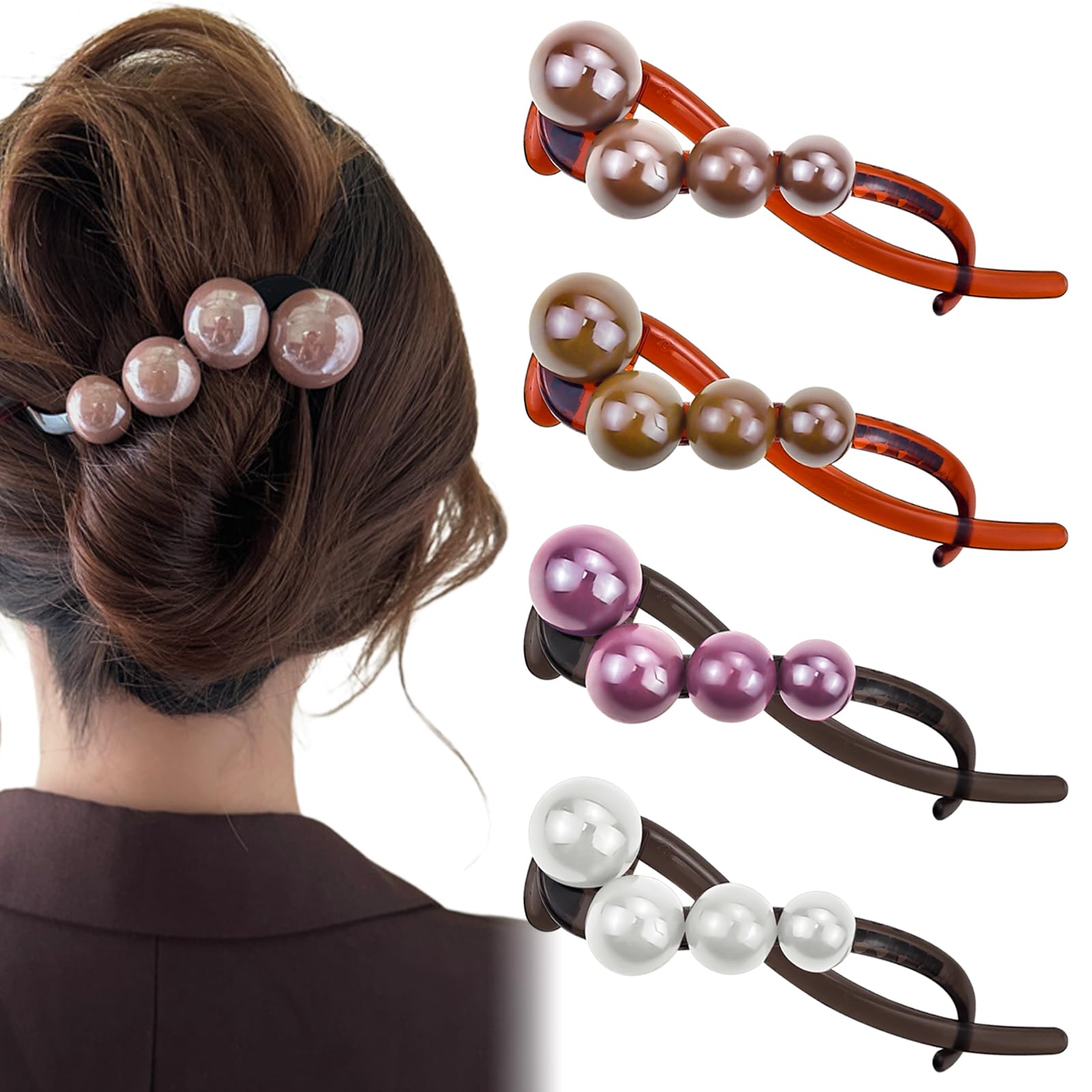 Photo 1 of *Reglue pearl* 8PCS Pearl Banana Clips French Twist Hair Pin, Elegance Hair Clip Fashion Hair Accessories for Women and Girls