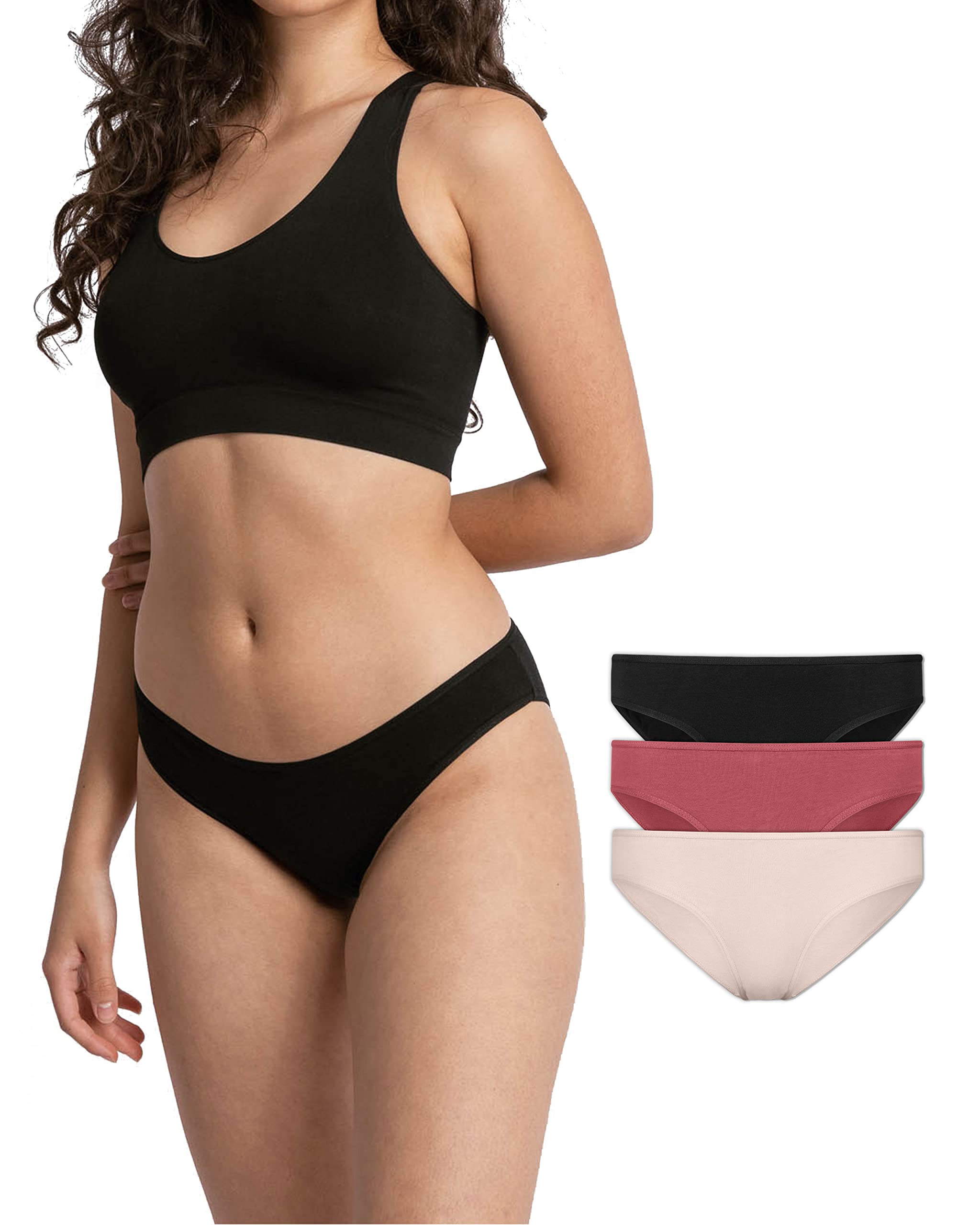 Snocks Damen Unterwäsche Slip aus Bio-Baumwolle (3er Pack) - Unterhosen Frauen Klassisches Schlichtes Design - Perfekte Passform - Kein Einschneidendes Gummiband - Gr. XS-XL