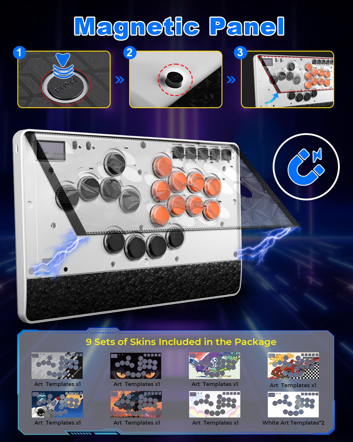 Haute42 - Mando sin palanca para juegos de arcade Haute42 C-AT blanco sin palanca, para PC/PS3/PS4/Switch Game, controlador de arcade con cierre de seguridad de cable y soporte TURBO Hot Swap y SOCD