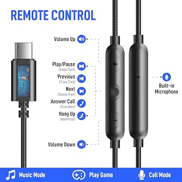 ASKUBSKU USB C Headphones Over Ear Hook for iPhone 17 16 15 Pro Max Plus | Wrap Around Ear Bud with Mic Type C Earphone Running Sport Wired Earbuds for Samsung S26 S25 S24 Ultra S23 S22/Pixel 10 Black