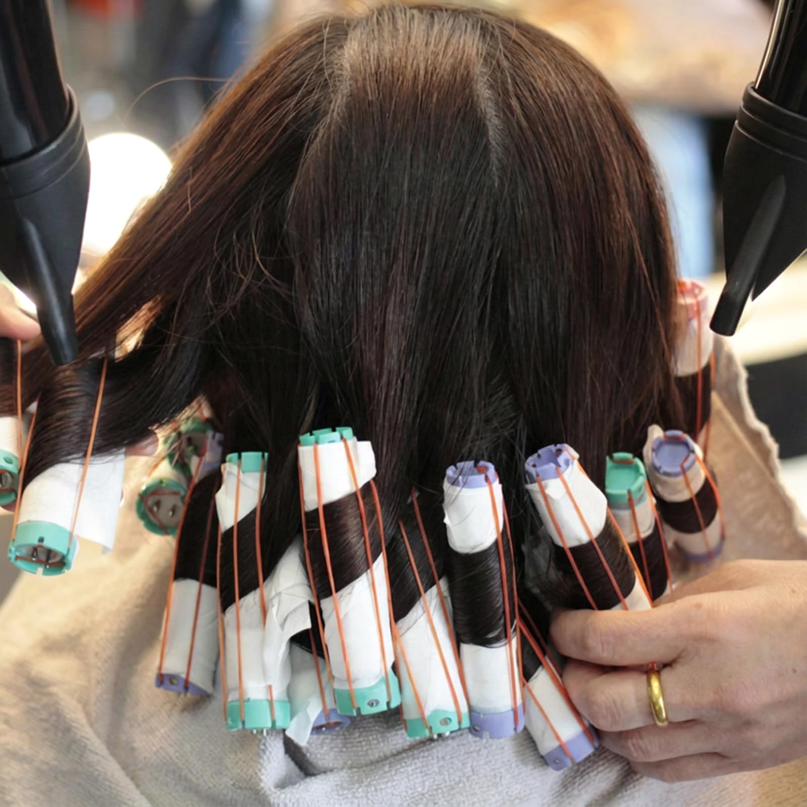 Lot de 100 papiers permanents jetables résistants à la chaleur pour cheveux - Blanc