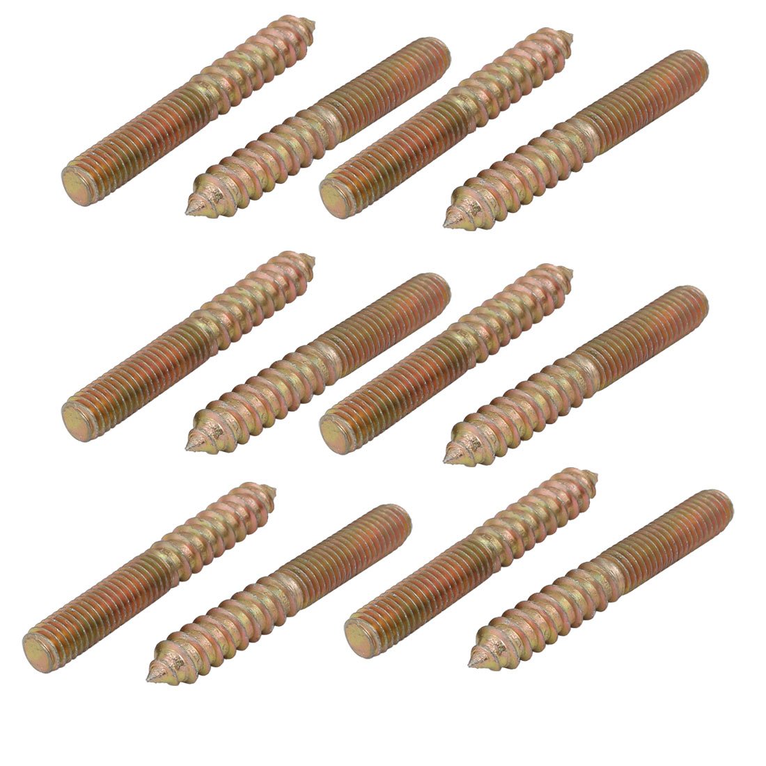 Aexit M8x60mm Carbon Home Hardware Steel Zinc Plated Hanger Bolt 12pcs Model:99as629qo307