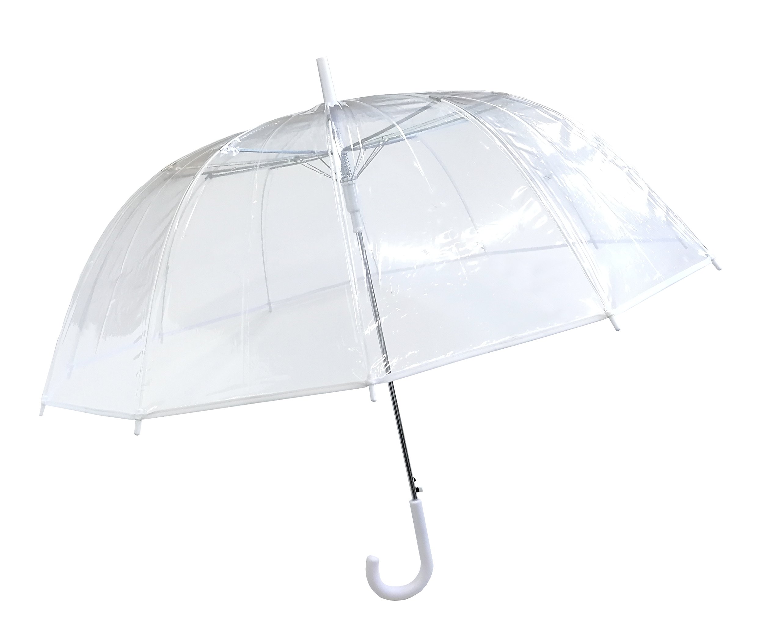SMATI Parapluie long - transparent – forme cloche - ouverture automatique & Grand Parapluie Long Transparent - Résistant au Vent ; 12 baleines ; Diamètre=102cm