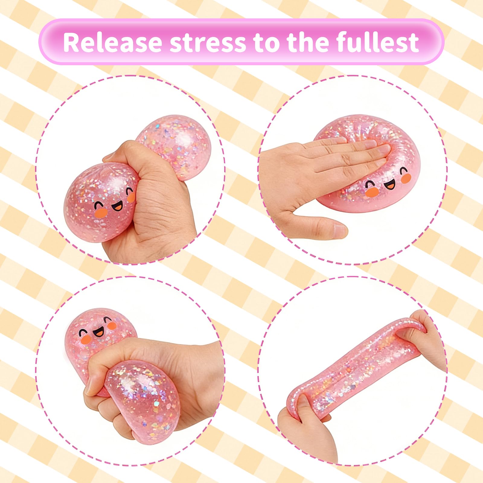 Glitter Dumpling,Glitter Dumpling Squishy Box,2026 New Bun Squeeze Stress Relief Ball with Steamer Box for Stress Relief (Pink) - 5