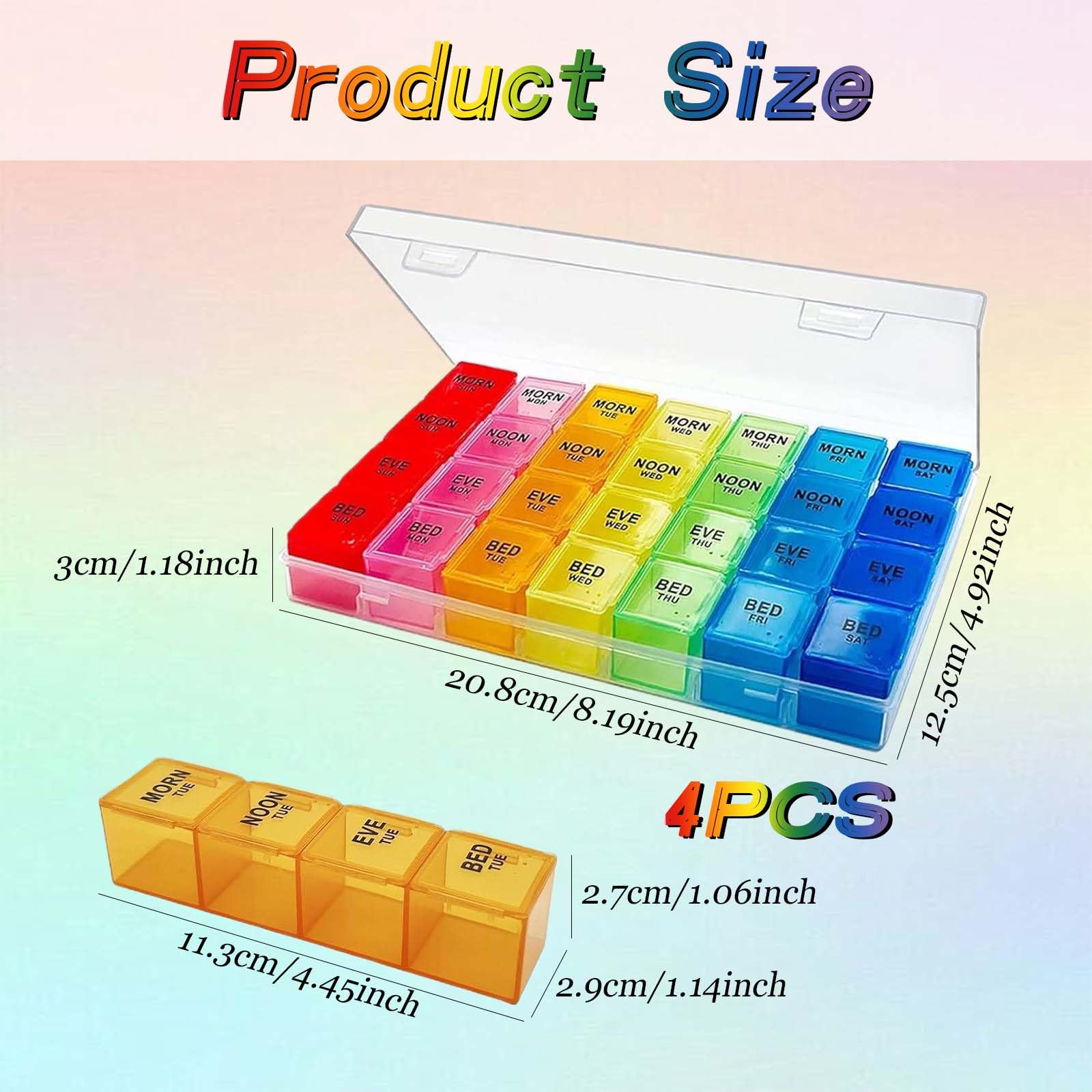 Portapillole settimanale a Scomparti - Scatola per Pillole mensile XL - Organizer settimanale per Pillole - Scatola giornaliera da 4 Volte per Pillole - Contenitore per Pillole da 7 Giorni r