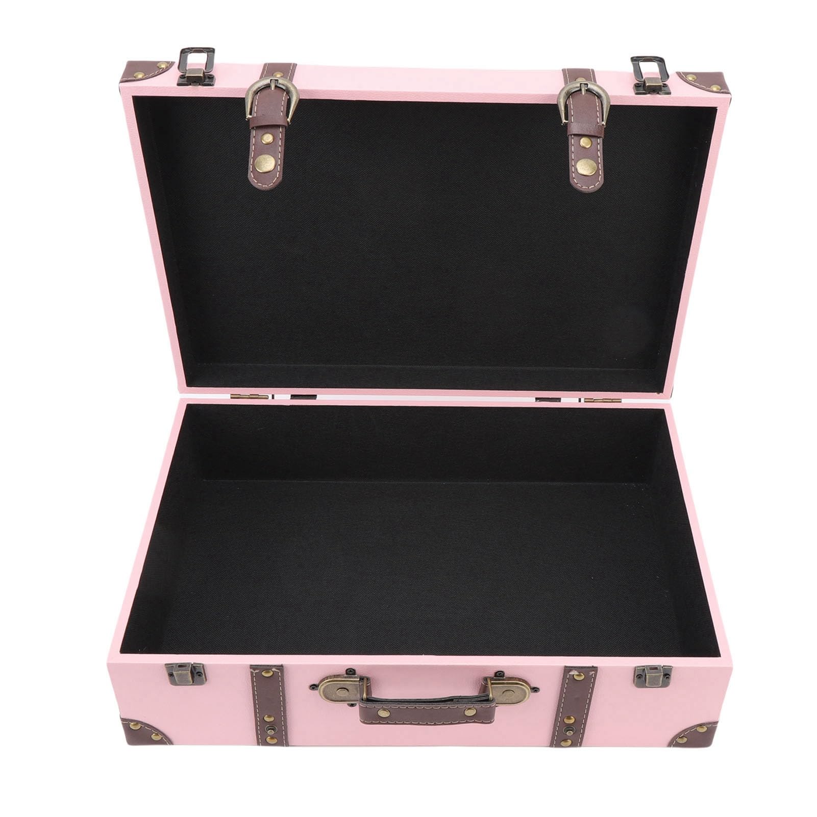 PUSOKEI Stara Walizka Dekoracyjna, Retro Pudełko na Przechowywanie (PINK) | Decorative Storage Suitcase for Travel Theme, Antique Chest for Photography Props, 17.7x11.8x5.9in