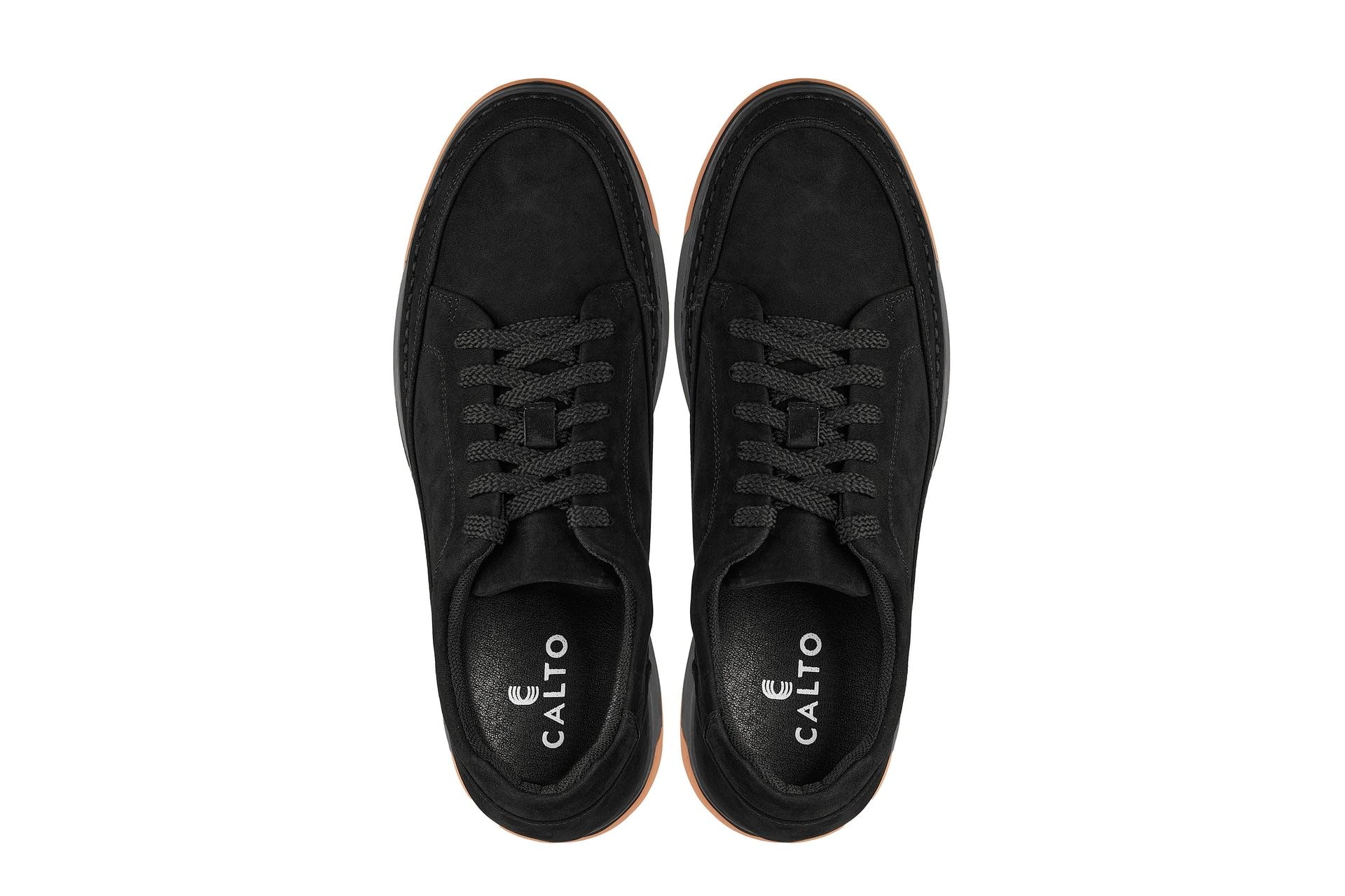 CALTO Zapatos de elevación invisibles para hombre con aumento de altura – Zapatillas de cuero de primera calidad con cordones – 2.6 pulgadas más altas