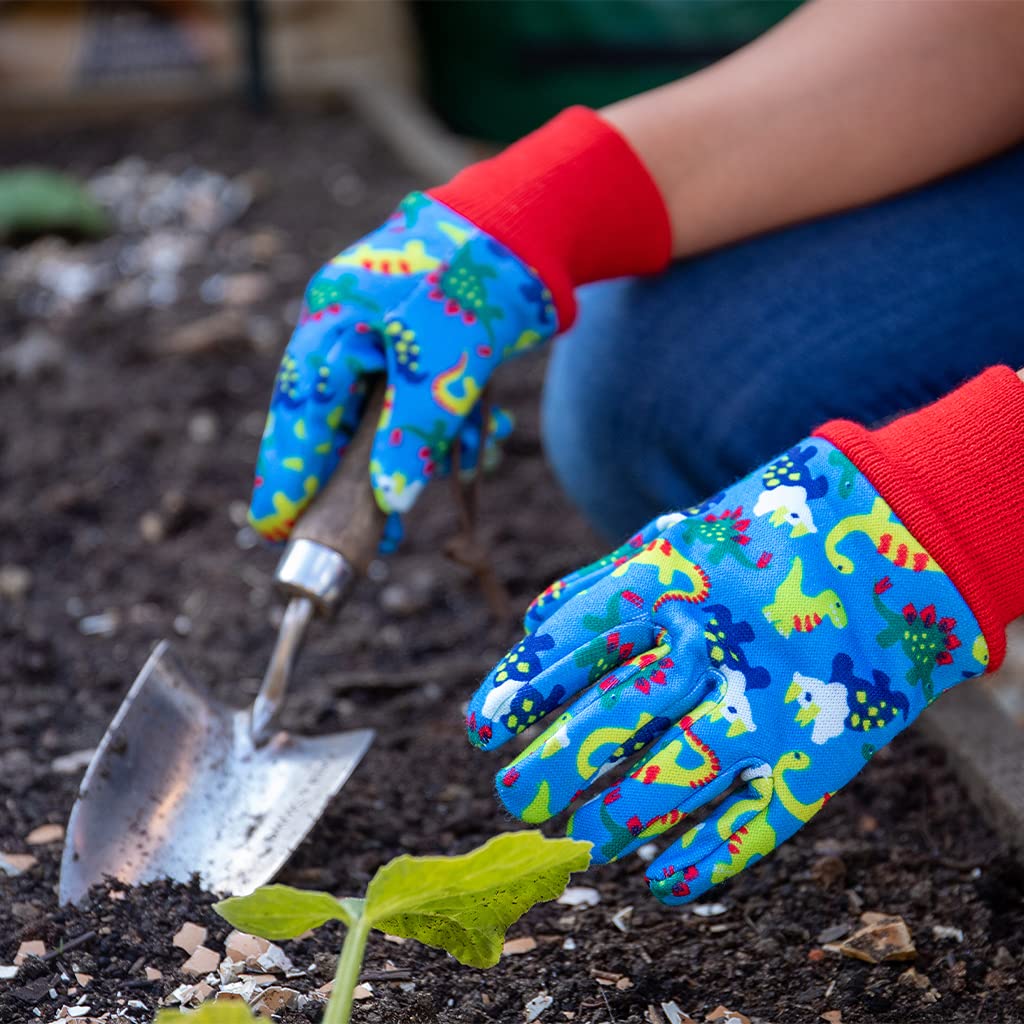 Kent & Stowe Kids Gardening Gloves Dinosaur Blue, Kids Blue - Image 3