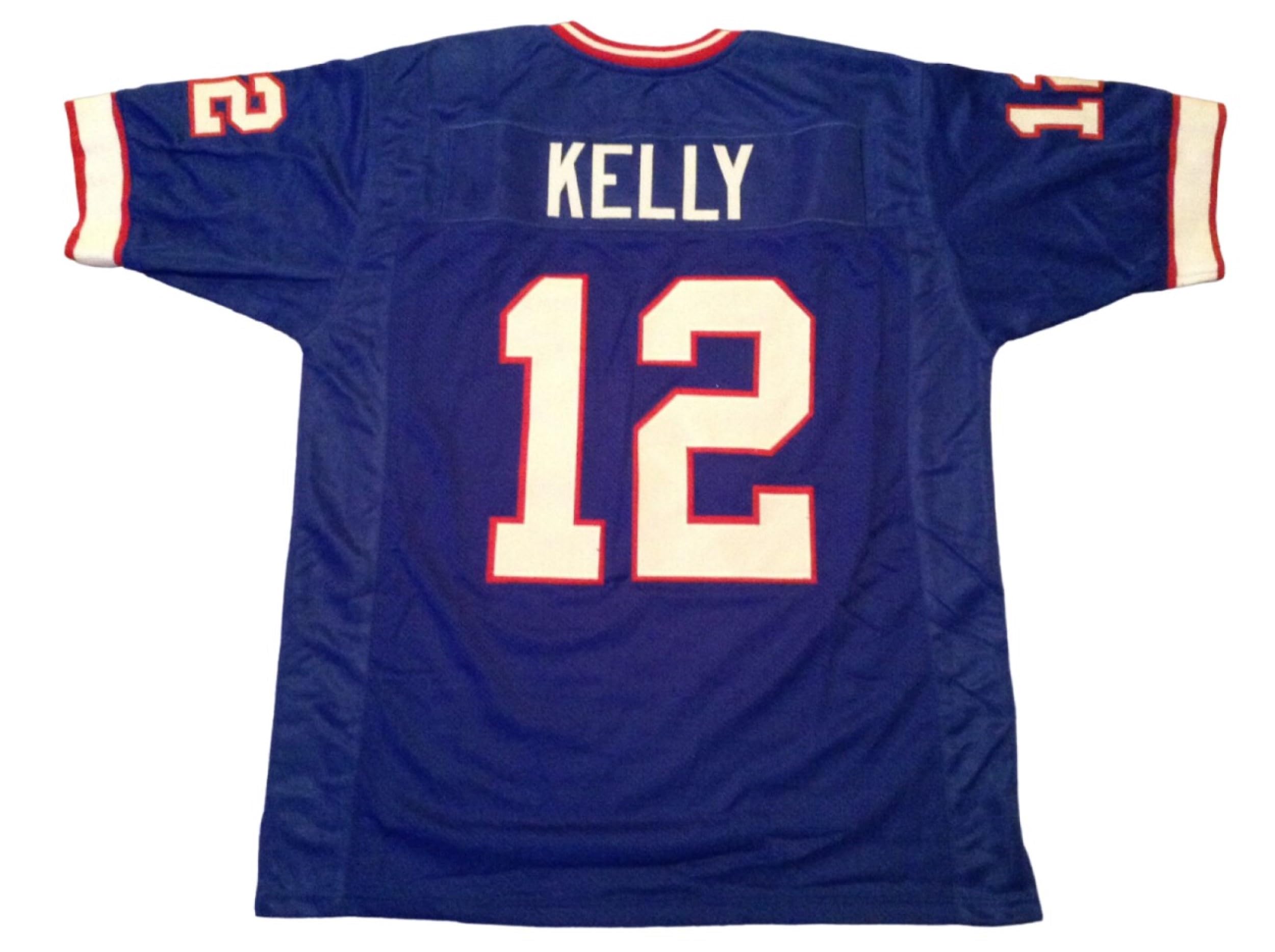 Custom Jim Kelly Jersey Stitched #12 Buffalo Blue Football New No Brand/Logos (US, Alpha, Large, Regular, Regular, Blue)