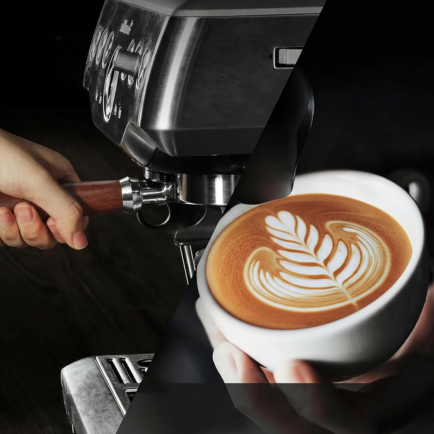 54mm Bottomless Portafilter Compatible with Breville BES870/878/880/876 Series Barista Espresso Pro, 3 Ears Naked Portafilter, Rosewood Handle, Includes 18–20g Filter Basket and Removal Tool