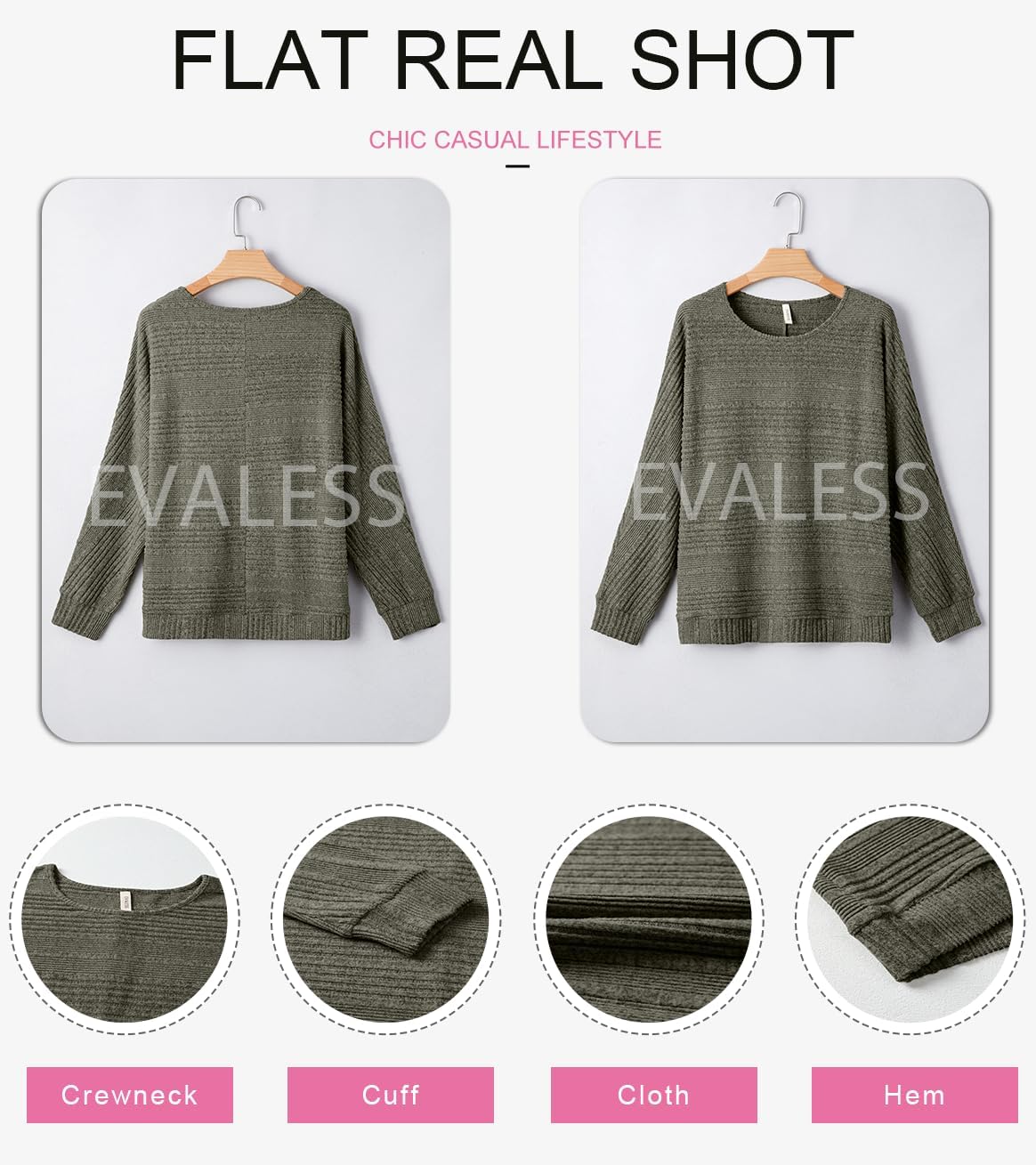 EVALESS Women's Soft Long Sleeve Blouses Crewneck Pullover Tops Business Casual Batwing Knitted Oversized Outfits 2026 - Image 6