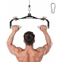 Mikolo LAT Pull Down Attachments with 360 Rotating Handles, LAT Pull Down Bar Set for Cable Machine, 3-Bar Multi-Grip Attachments for Whole Back Training, Bicep Tricep Workout