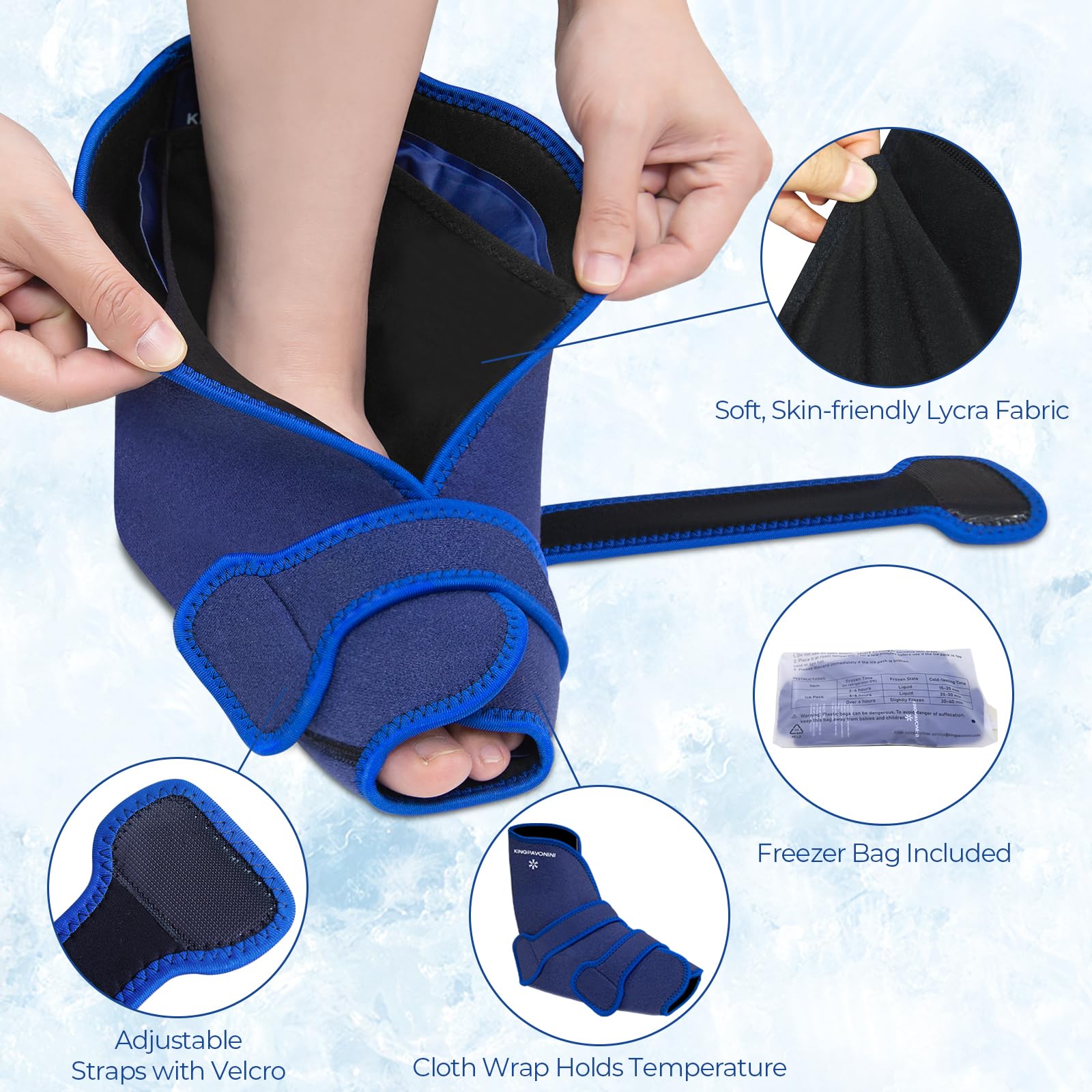 KingPavonini Ankle Foot Ice Pack Wrap And Adjustable Leg