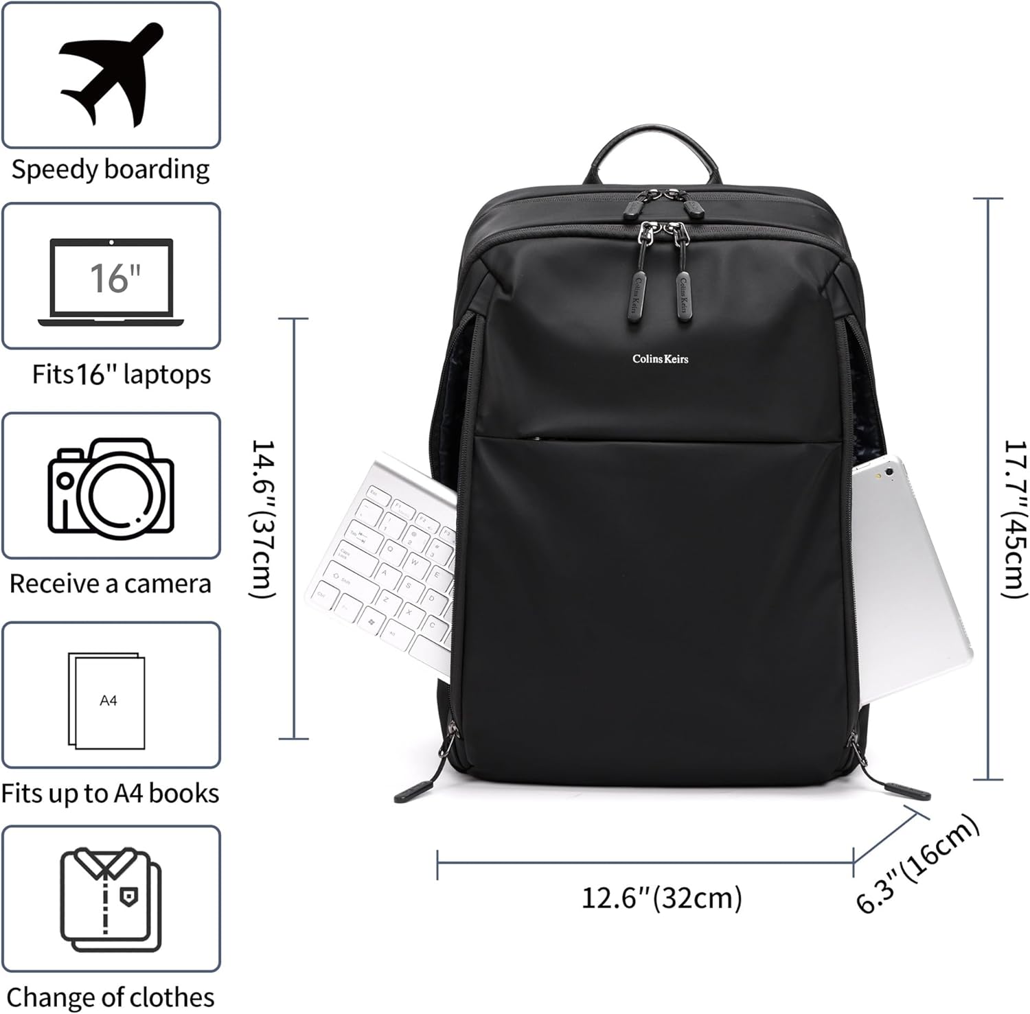 Men's Travel Backpack with Laptop Compartment, Waterproof Carry-On Backpack for Business, Work & Weekend Trips - Image 3