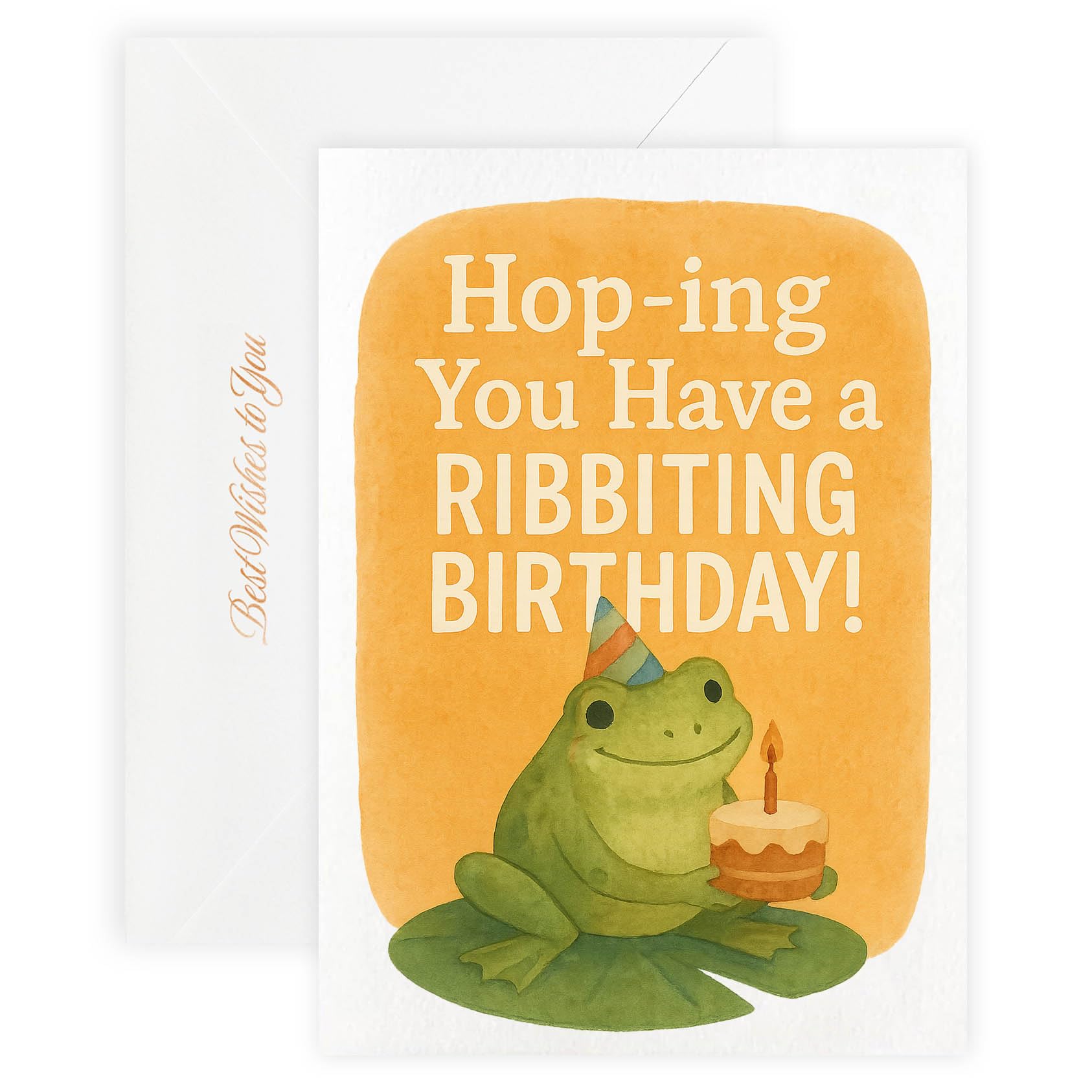 MAGJUCHE Funny Birthday Card with Frog, Ribbiting Birthday Greeting Card with Envelope and Wax Seal, 5x7 inch