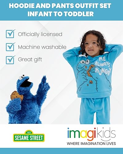 Miniatura 4 de Sesame Street Elmo Cookie Monster - Conjunto de sudadera con capucha y pantalones para niños pequeños