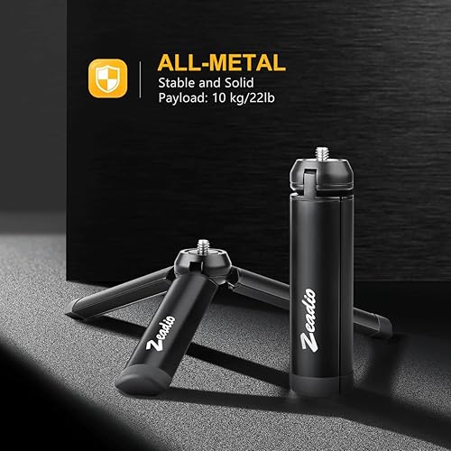 Miniatura 2 de Zeadio Mini trípode de metal, soporte de sobremesa, trípode compacto para Smooth 4, Osmo Mobile, Vimble 2, estabilizador de agarre con mango