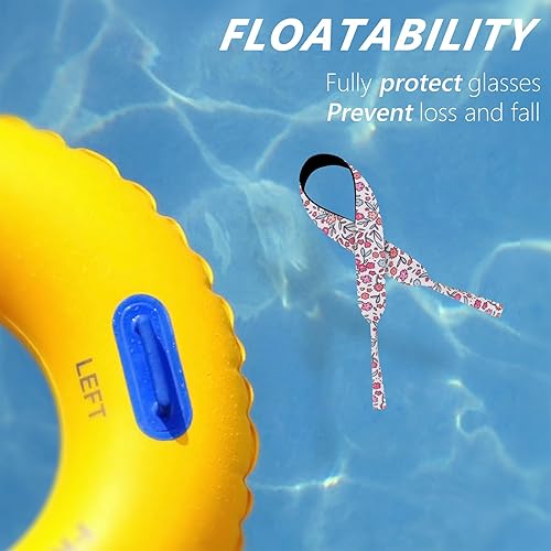 Miniatura 10 de YR Correas de gafas de sol con patrón floral, material de neopreno suave y duradero, retenedores flotantes para gafas, 3 paquetes.